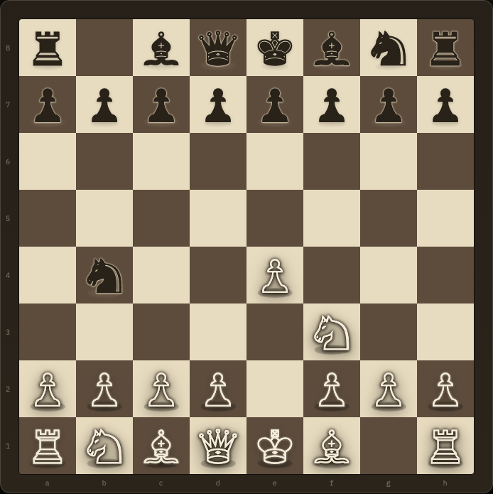 Chess board with several opponent pieces shown as violet ghosts